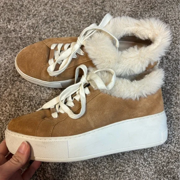 J Slides Mellia Suede Fur Platform Sneakers - Picture 2 of 5